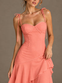 Spaghetti Strap Tiered Ruffles Chiffon Prom Dress