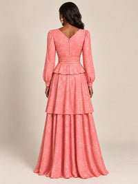 Blush Pink Floral Long Sleeve Maxi Dress