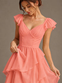 Ruffle Tiered V Neck Maxi Dress