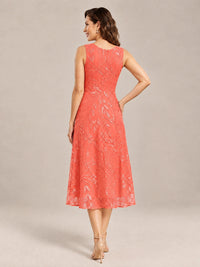 Tea Length Sequin Lace Mother of the Bride Dress with Chiffon Jacket