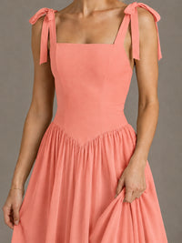 Square Neck A-Line Maxi Dress