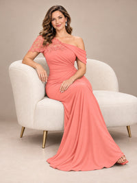 One Shoulder Chiffon Mother of The Bride Dress