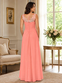 Elegant Chiffon Mother of the Bride Dress with Lace Applique and Cape Sleeves