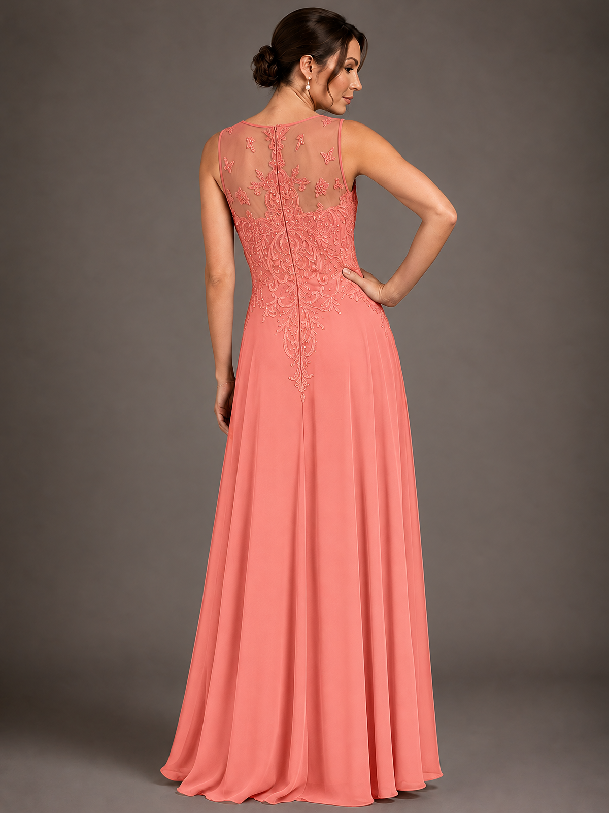 A-line 2 Pieces Chiffon Appliques Mother of The Bride Dresses with Jackets