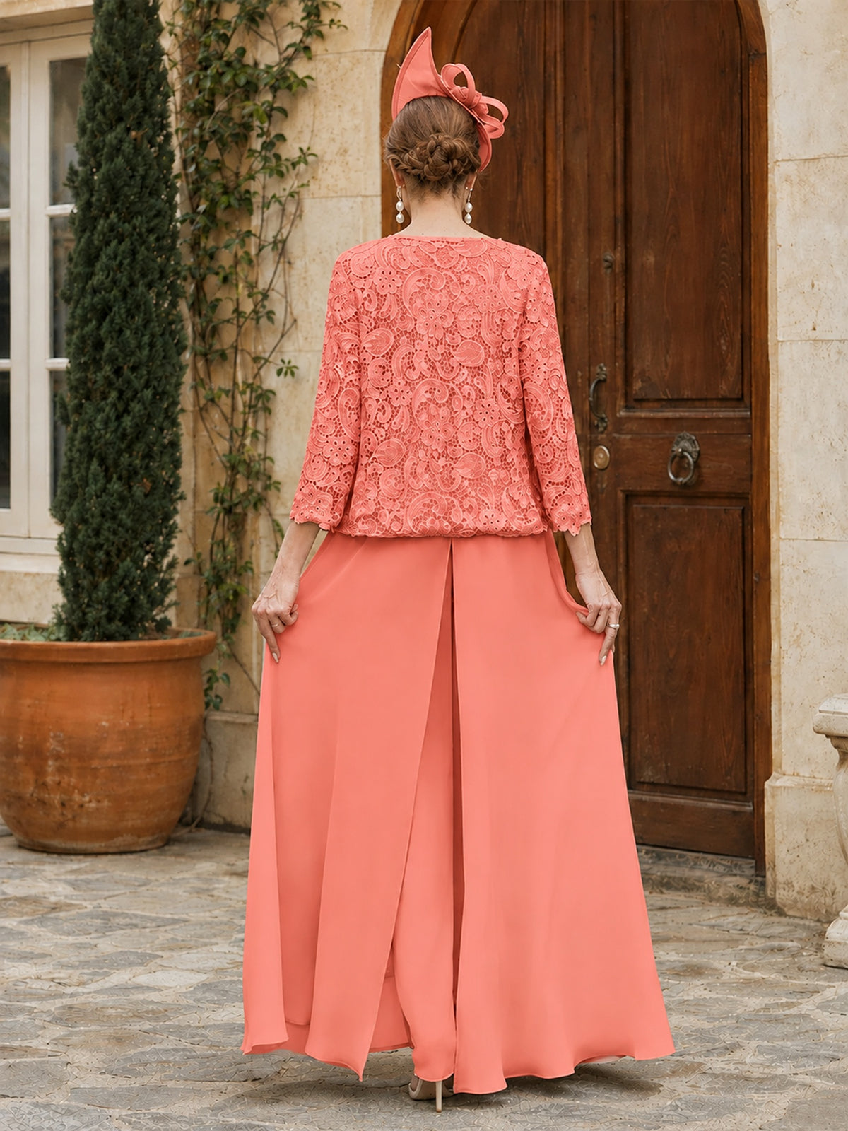 Elegant 3-Piece Chiffon Mother of the Bride Pantsuit with Floral Applique Jacket