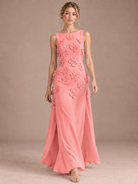 3D Floral Applique Sleeveless Formal Maxi Dress