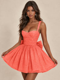 Sweetheart Glitter Tulle Puffy Mini Dress with Bow