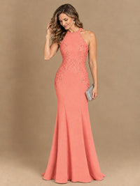 Halter Neckline Lace Appliques Mother of The Bride Dresses