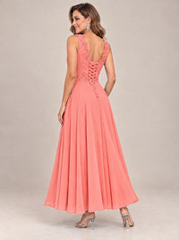 Dusty Blue Floral Lace Chiffon Mother of the Bride Dress with Jacket