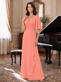V-Neck Chiffon Lace Mother of the Bride Dresses