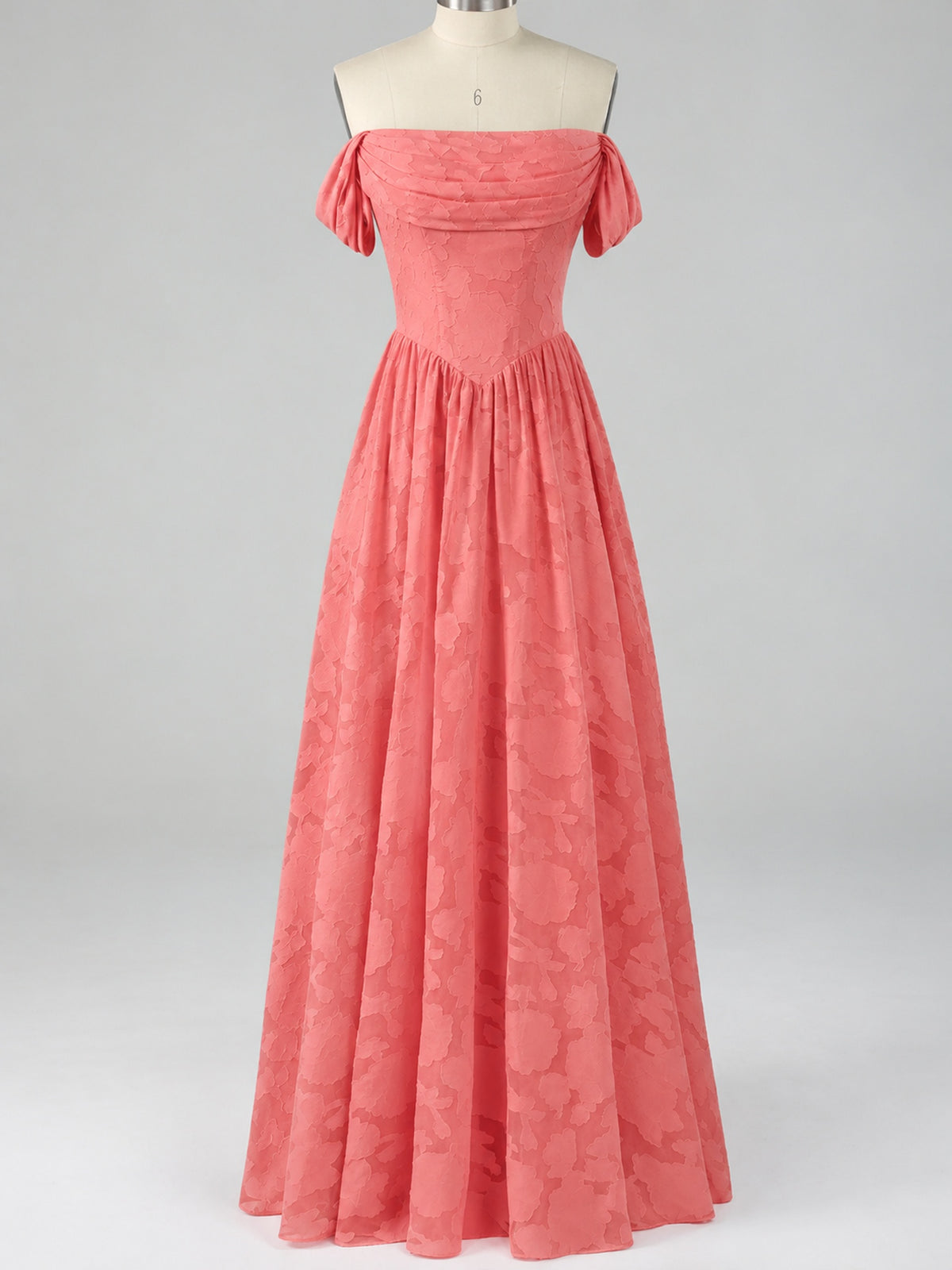 Off Shoulder Jacquard A-Line Maxi Dress