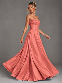 Sweetheart Neck Strapless Satin A-Line Prom Dress