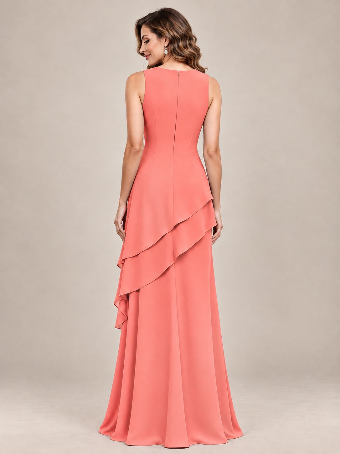 Dusty Blue Two-Piece Chiffon Mother of the Bride Dress with Jacket