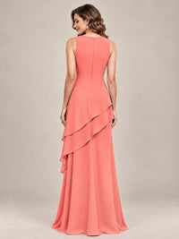 Dusty Blue Two-Piece Chiffon Mother of the Bride Dress with Jacket