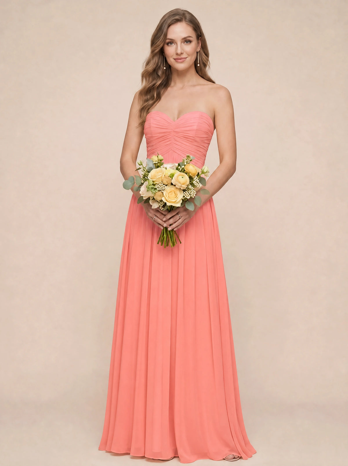 Strapless Pleated Chiffon A-Line Bridesmaid Dress