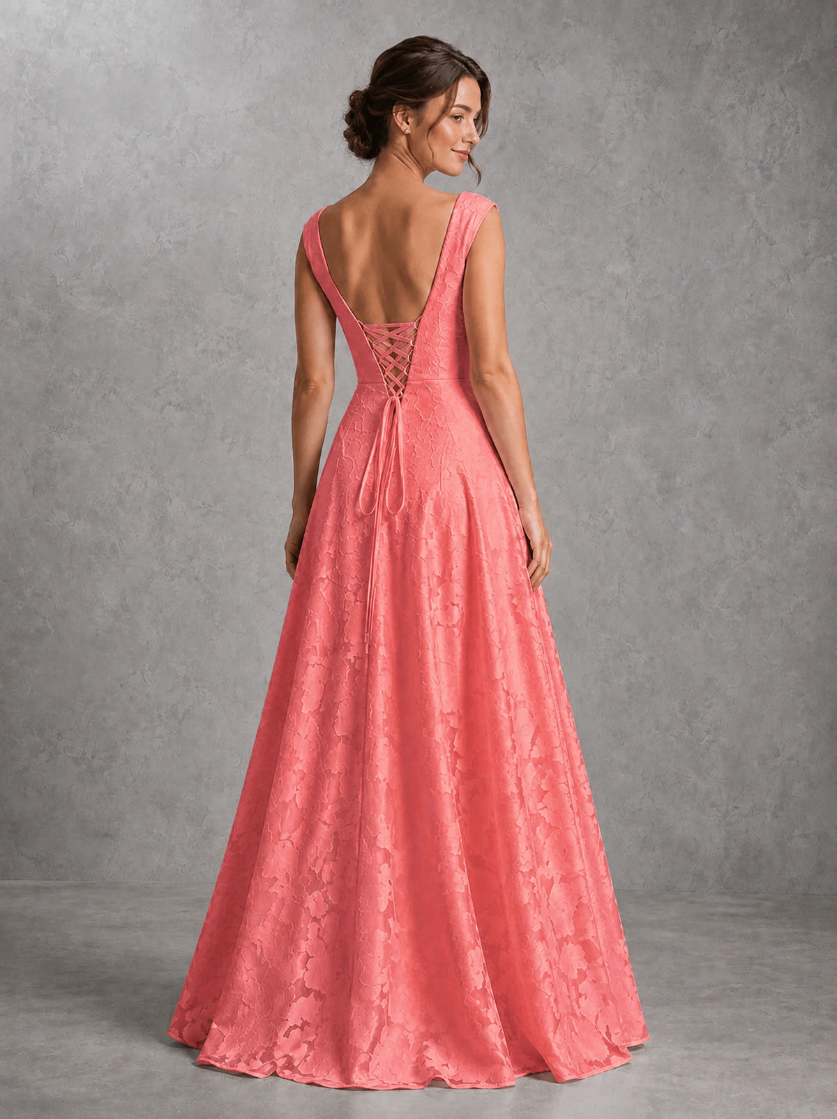 Blush Pink Lace Applique A-Line Bridesmaid Dress