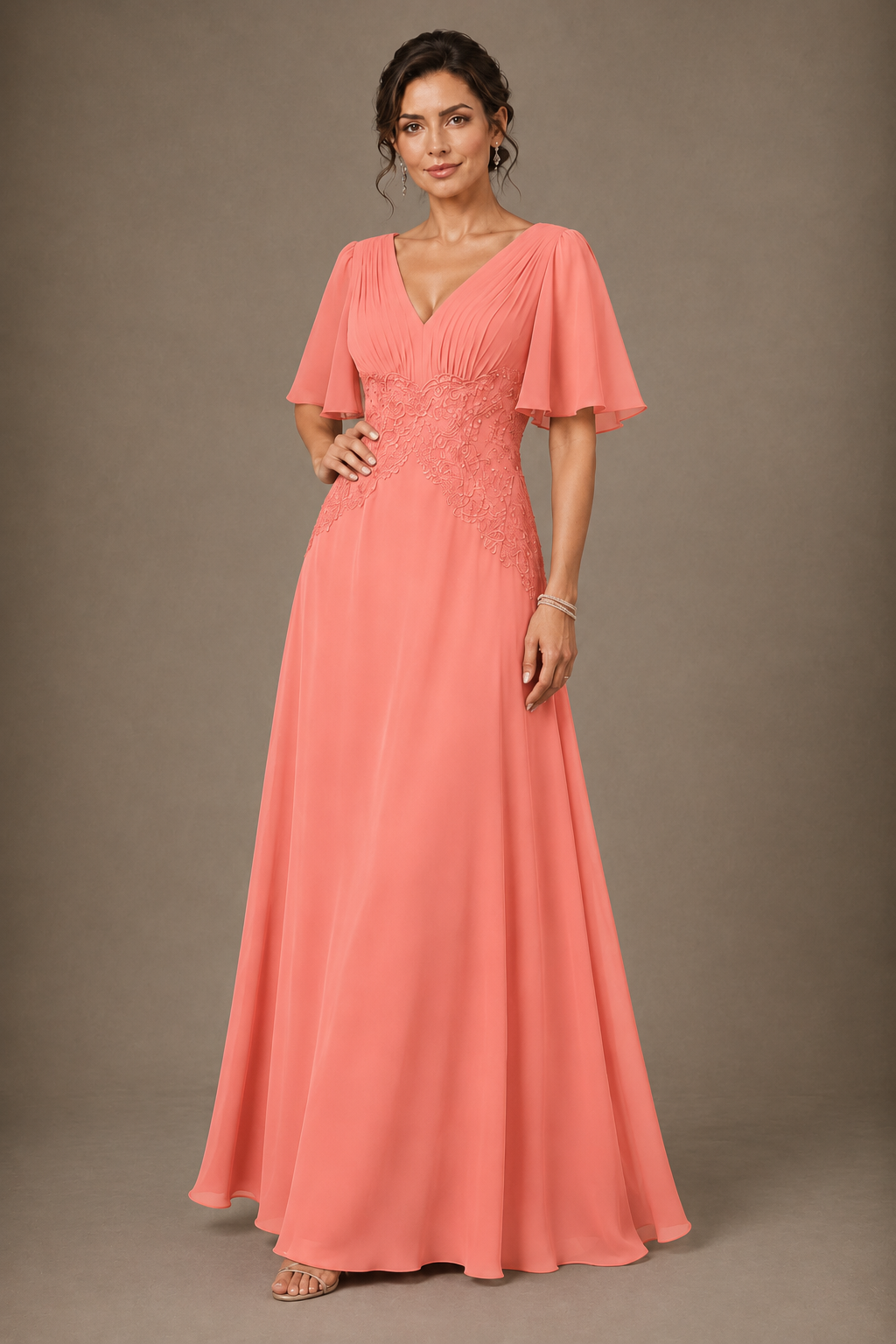 A-Line Chiffon Mother of the Bride Dress with Applique