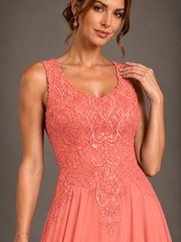 A-line 2 Pieces Chiffon Appliques Mother of The Bride Dresses with Jackets