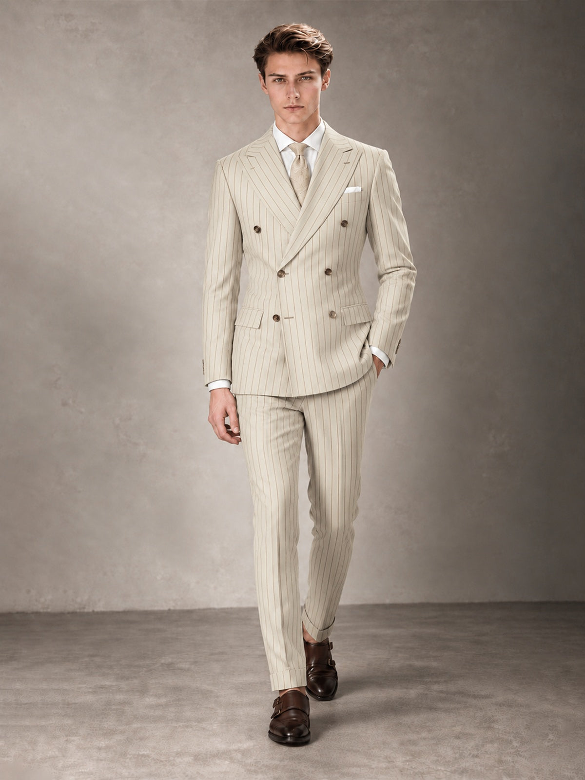 Double Breasted Pinstripe Men's Suit 2 Piece (Jacket & Pants) for Wedding & Formal Prom