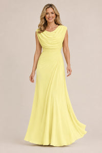 Cowl Neck Ruched Chiffon Mother of the Bride Dress