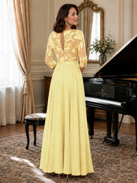Lace Applique Wide-Leg Chiffon Mother of the Bride Jumpsuit
