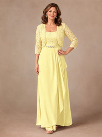 Blush Pink A-Line Mother of the Bride Dress with Lace Jacket and Ruffles
