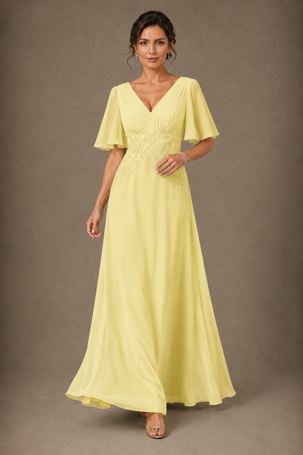 A-Line Chiffon Mother of the Bride Dress with Applique