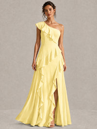 Sage Green One Shoulder Ruffle Bridesmaid Dress
