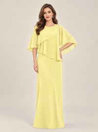 Daffodil-Chiffon 2 Piece A Line Mother of The Bride Dresses with Cape