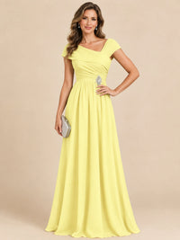 Cap Sleeve Mother of The Bride Dresses Long Chiffon Formal Gowns