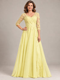 Sequin Lace A-Line Mother of the Bride Dress with 3/4 Sleeves