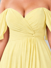 Off Shoulder Chiffon Bridesmaid Dress with Slit
