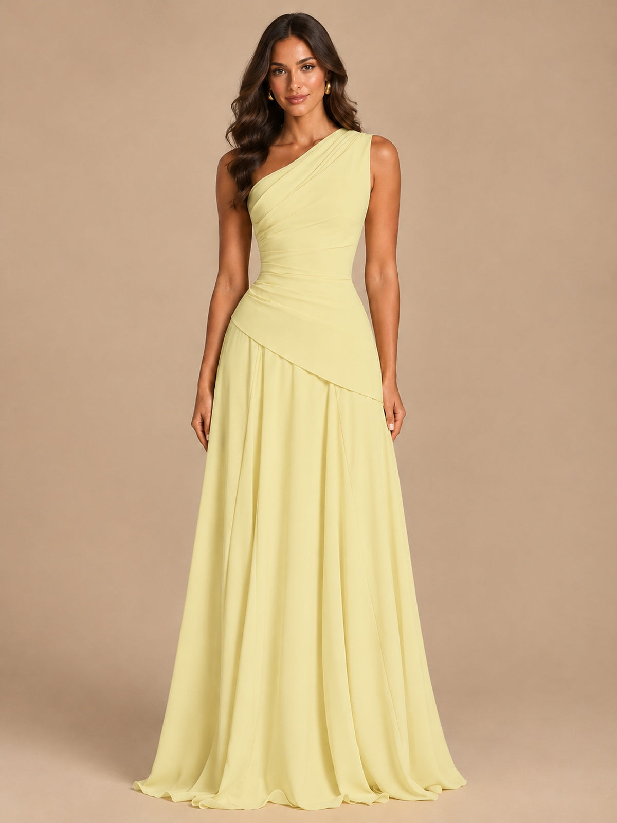 One Shoulder Prom Dress A-line Ruched Women Wedding Formal Gowns
