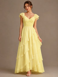 Ruffle Tiered V Neck Maxi Dress