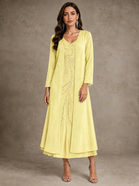 Sequin Chiffon Mother of the Bride Dress with Jacket