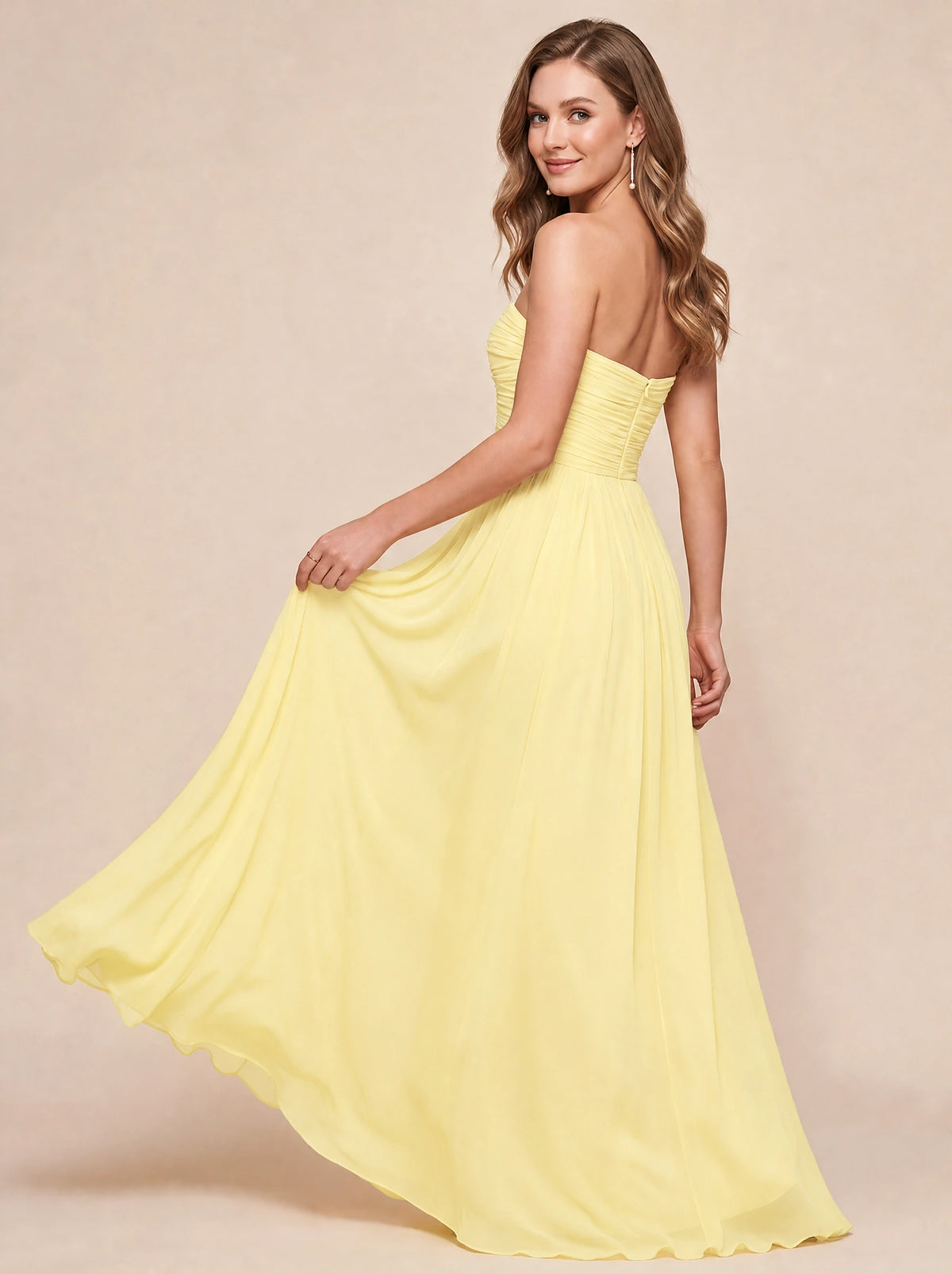 Strapless Pleated Chiffon A-Line Bridesmaid Dress