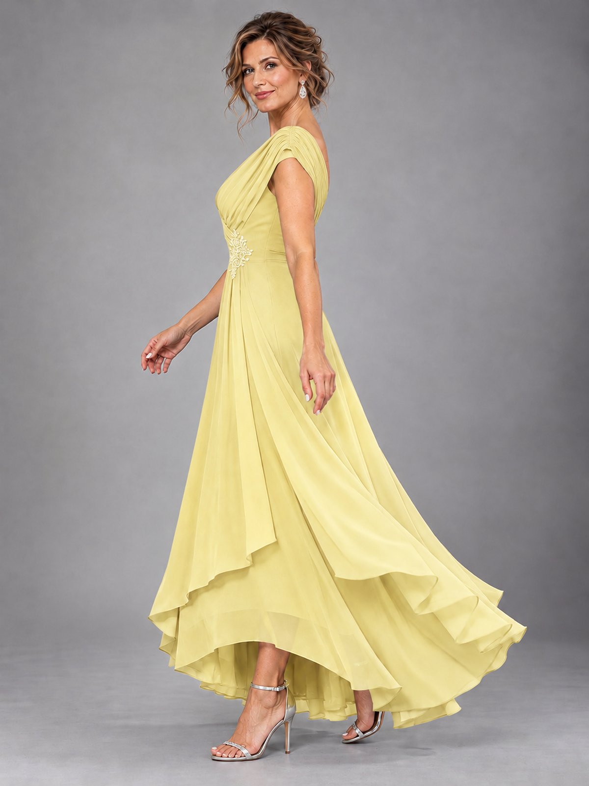 Cap Sleeve Chiffon A-Line Mother of the Bride Dress