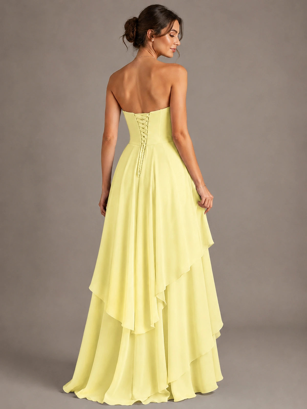 Strapless Ruffle A-Line Maxi Dress