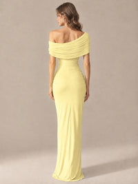 Elegant Draped Off Shoulder Ruched Mermaid Chiffon Formal Evening Gown