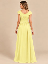 Cap Sleeve Mother of The Bride Dresses Long Chiffon Formal Gowns