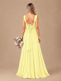 Pleated Chiffon V Neck Wedding Bridesmaid Dresses Floor Length with Slit