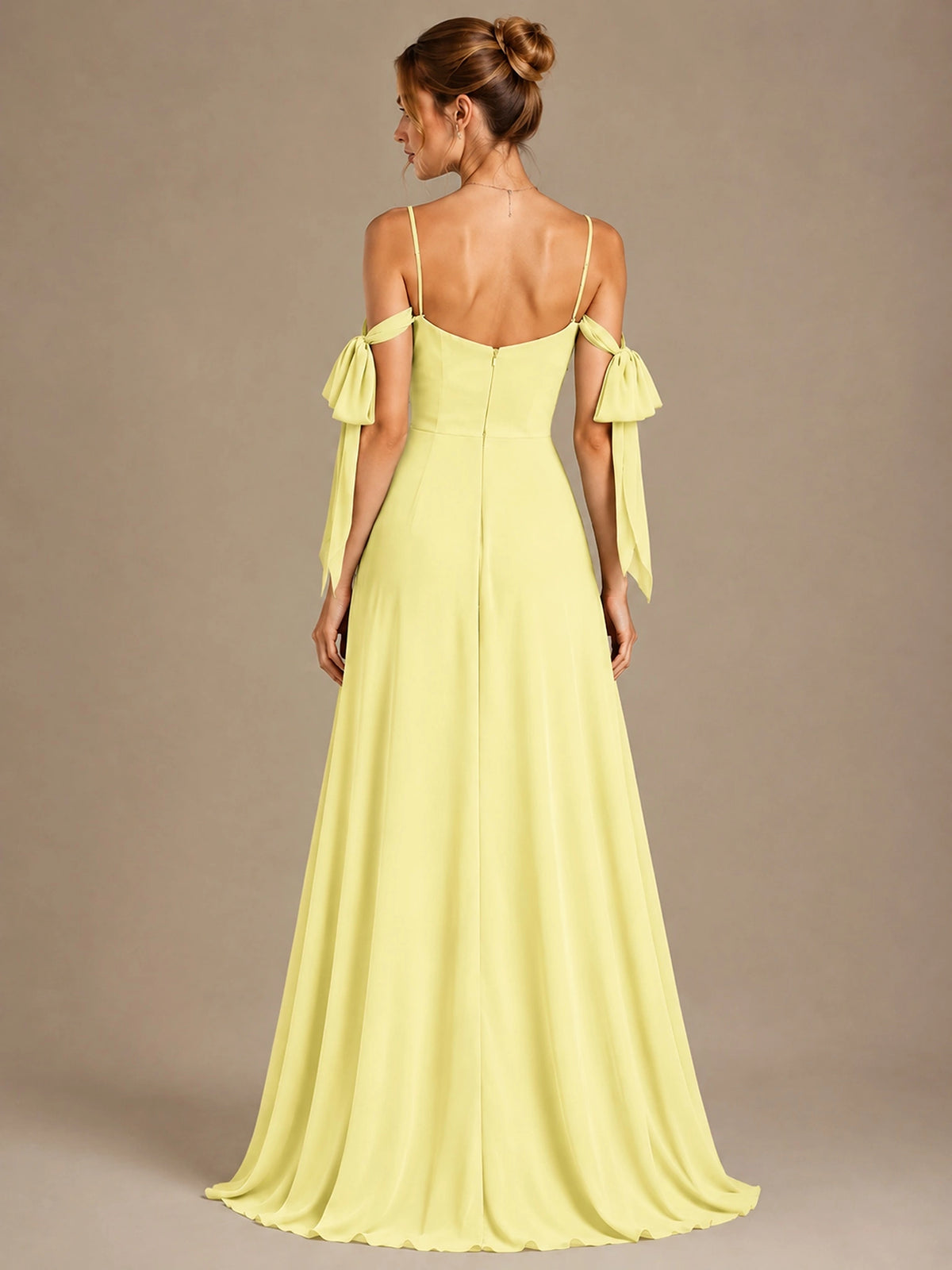 A-Line Ruffles Chiffon Bridesmaid Dress with Slit