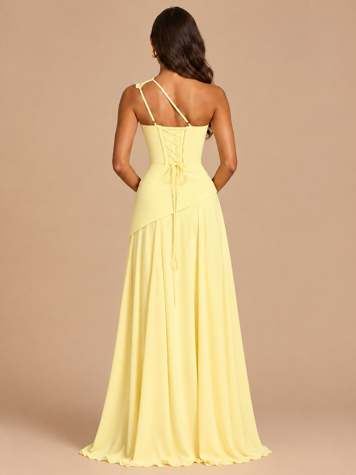 One Shoulder Prom Dress A-line Ruched Women Wedding Formal Gowns