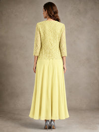 2-Piece Chiffon Mother of the Bride Dress with Lace Jacket
