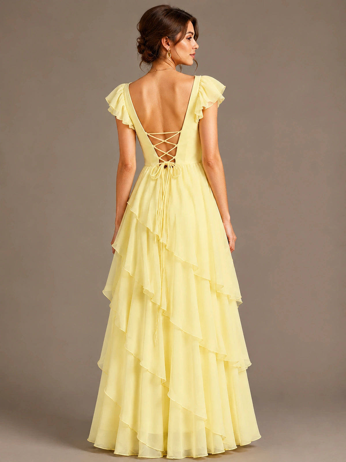 Ruffle Tiered V Neck Maxi Dress