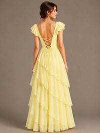 Ruffle Tiered V Neck Maxi Dress
