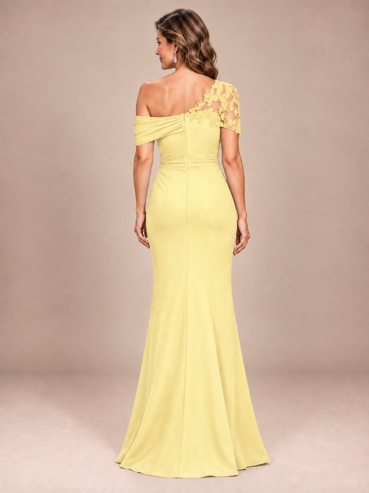 One Shoulder Chiffon Mother of The Bride Dress