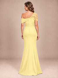One Shoulder Chiffon Mother of The Bride Dress