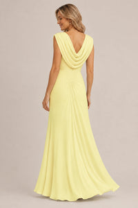 Cowl Neck Ruched Chiffon Mother of the Bride Dress