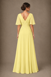 A-Line Chiffon Mother of the Bride Dress with Applique